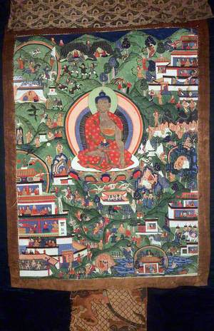 An Early Tibetan King, or Rudrakulika, Legendary King of Shambhala, Seated in a Garden