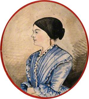 Mrs Stephen Jenner in Profile; Head and Shoulders, Wearing a Blue Dress