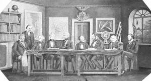 Justus von Liebig and Eight Others Seated in a Committee