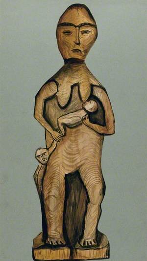 Primitive Figure of a Woman Feeding Her Baby