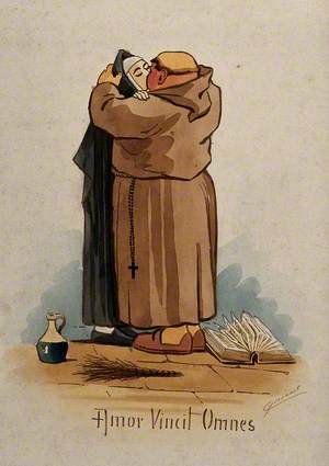 A Monk Kissing a Nun on the Mouth