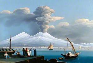 The Bay of Naples with Mount Vesuvius Erupting and Covered in Snow, 6 January 1836