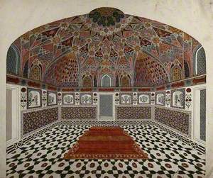 Mausoleum of Itmad-ud-Daula, Interior View of the Dome over the Tombs, Agra