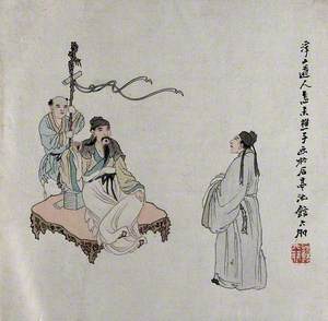 A Chinese Sage with Visitor and Attendant