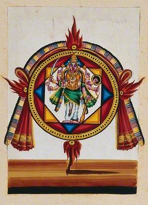 A Chakra with an Image of Lord Vishnu in the Center