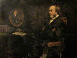 Joseph Lister (1827–1912), 1st Baron Lister, with a Portrait of His Father Joseph Jackson Lister