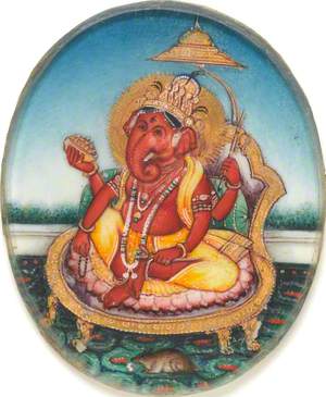 Ganesha, the Elephant-Headed God of Wisdom, Literature and Success, Along with His Vehicle, the Rat