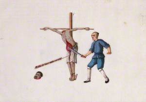 A Man, Bound at the Stake, Is Disembowelled by a Chinese Man with a Sword