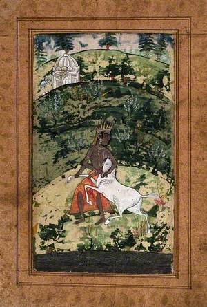 An Indian Deity Wrestles with a White Horse