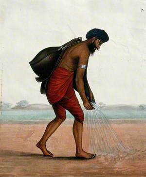 A B'heesthy or Waterman Watering the Road with a Leather Bag Filled with Water