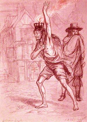 Solomon Eagle Striding through Plague Ridden London with Burning Coals on His Head, Trying to Fumigate the Air