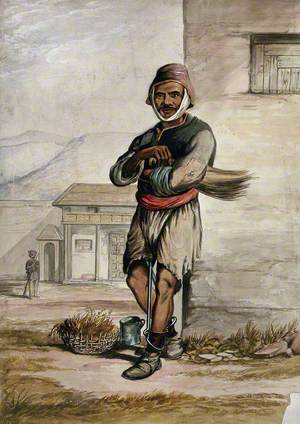 A Man of Simla Standing in a Prison with Manacles around His Ankles