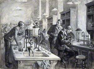Sir Ronald Ross, C. S. Sherrington, and R. W. Boyce in a Laboratory at the Liverpool School of Tropical Medicine