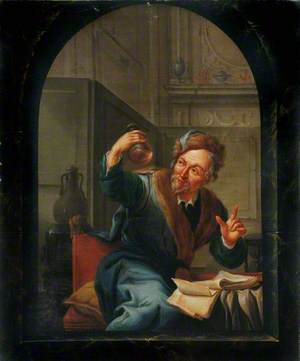 A Physician or Apothecary Examining a Flask at a Casement