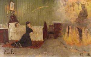 A Woman Praying for a Child, with Intercessors in a Fire
