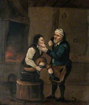 A Farrier Extracting a Tooth from a Man's Mouth