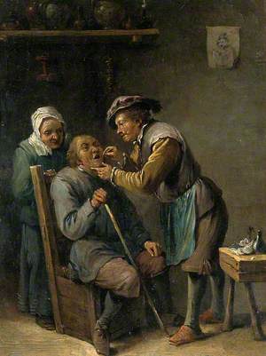 A Surgeon Treating the Teeth of a Seated Man
