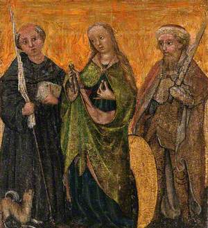 Saint John of Capestrano (?), a Woman Saint (Saint Apollonia?), and Janos Hunyadi (?)