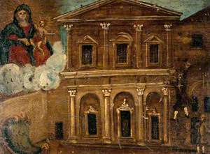A Man Falling from the Upper Storey of a Building into a Courtyard