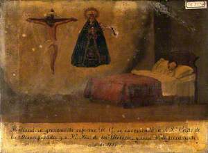 D. G. Ill in Bed, Praying to Christ and the Virgin of the Seven Sorrows