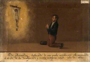 Pedro Fernandez Praying to Christ on the Cross