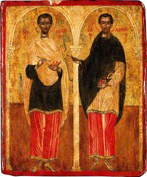 Icon with Saint Cosmas and Saint Damian