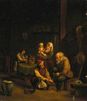 Interior with a Surgeon Attending to a Man's Foot, and Three Other Figures
