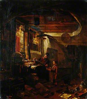 Interior with an Alchemist Examining a Bowl Brought by a Boy