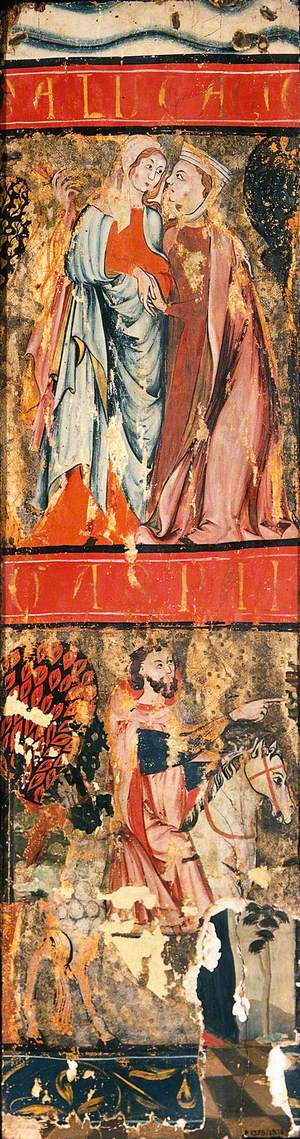 The Visitation of the Virgin Mary to Saint Elizabeth (above) and Caspar, One of the Magi (below)