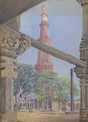 'The Kutub and Iron Pillar. Delhi. India. Novr. 1878'