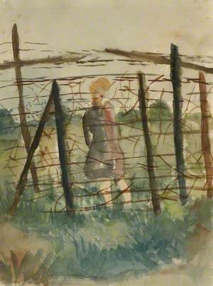 Girl behind Barbed Wire