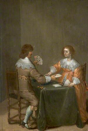 Man and Woman Playing Cards