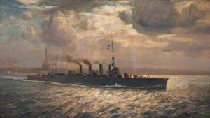 HMS 'Chester' in the Mersey