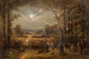 Gypsy Camp by Moonlight, near Knutsford, Cheshire
