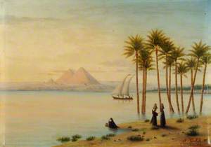 View of the Nile with Pyramids