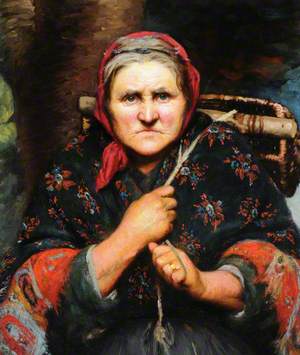 Old Peasant Lady with a Wicker Basket
