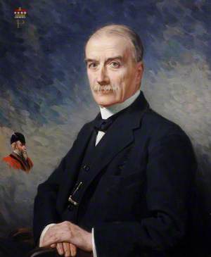 Lord Portsea (1860–1948), with an Inset Portrait of His Father and Ducal Crown