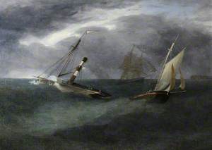 Paddle Steamer and Other Craft on a Rough Sea