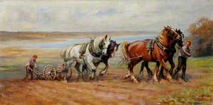 Four Horses Pulling a Plough