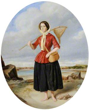Young Girl with a Shrimping Net and a View of Fortifications