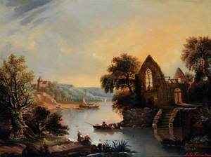 Continental River Landscape with Ruins