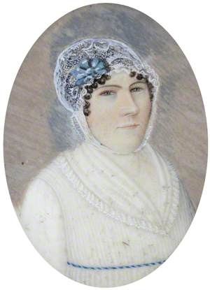 Portrait of a Lady in a White Dress and a Lace Bonnet