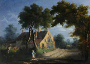 Country Lane with a Cottage and a Figure
