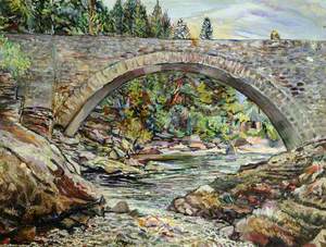 Falls of Invermoriston, New Bridge, Scotland, with A. Egerton Cooper on the Bridge