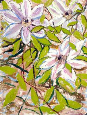 Clematis 'Nelly Moser' at Le Coin, Maytime