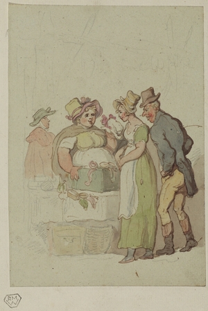 Man and Woman at a Millinery Stall