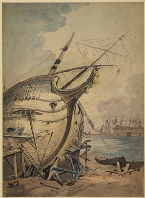 Men Working on the Prow of a Boat