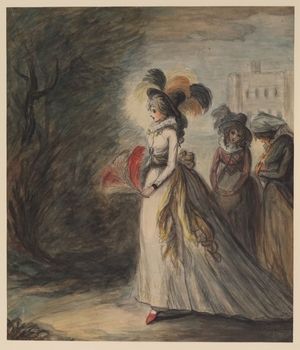 Lady and Two Maids Going for a Walk (Adelaide First Seen in the Gardens of Bagnieres)