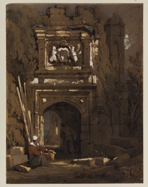 Gothic Archway with a Standing and a Seated Man