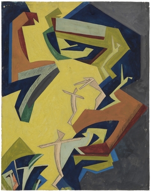 Vorticist Composition Yellow and Green (formerly 'Gulliver in Liliput')